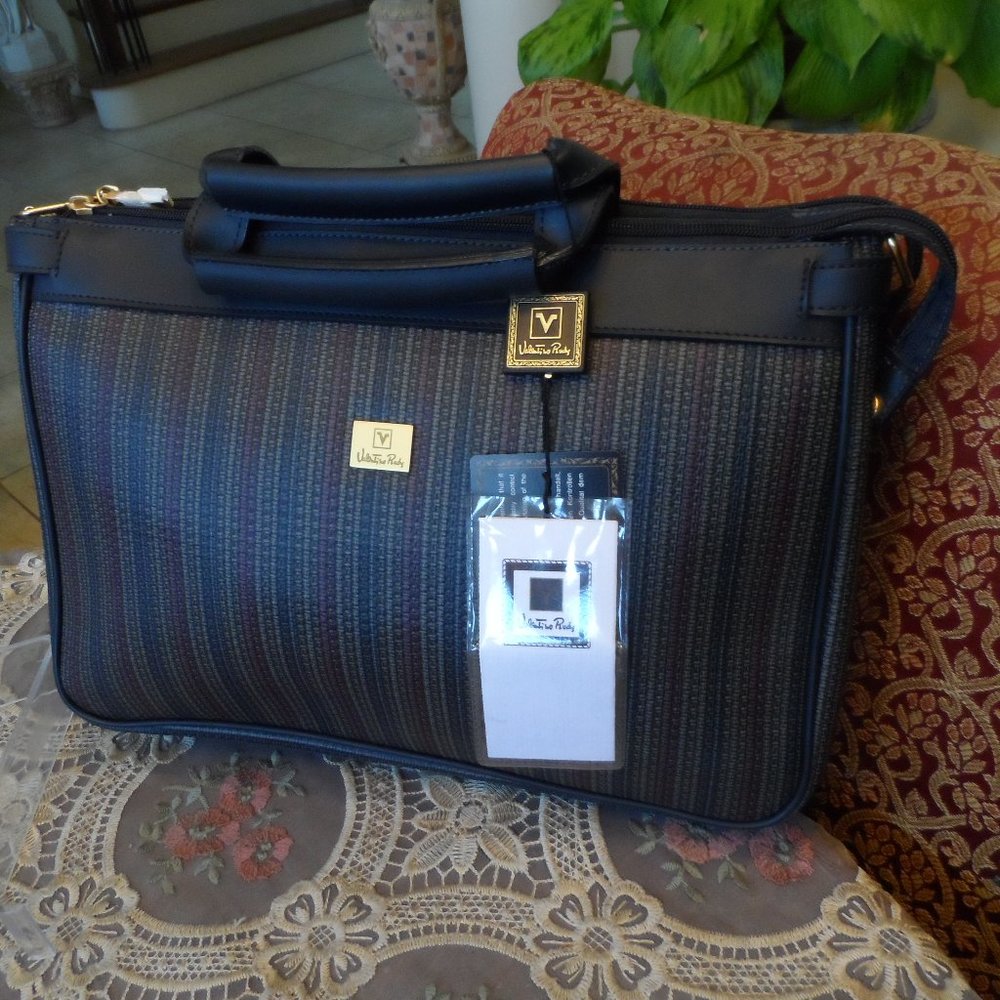 New Valentino Rudy Gray Attache Case W/ Crossbody Strap